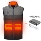 WINWARM Men's Winter Heating Jackets Coats Eletric USB Heated Vest Fast Heat Up Double Button Control Cotton Padded Machine Washable Fit 5V Power Bank