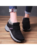 Womens Walking Shoes Winter Warm Fur Lining Ankle Boots Magic Tape Hiking Shoes
