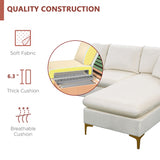 Gplesas Upholstered L-Shape Elegant Sofa With 2 Pillows Sectional Couch Ottoman Velvet Living Room Apartment