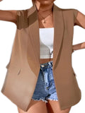 Frontwalk Casual Blazer Vest for Womens Sleeveless Suit Vest Spring Fall Cardigan Open Front Work Blazer Jacket Coat