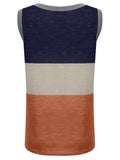 Women Color Block Tank Tops Sleeveless V Neck Summer Casual Tee Shirt Loose Tees
