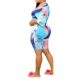 Womens Casual Set Tie Dye Printed Short Sleeve Printed Tank+Short Pants Homewear