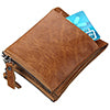 Men RFID Block Wallet Crazy Horse Leather Zipper Card Coin Pocket Bifold Wallet