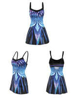 S-5XL Women Swim Dress Skirts Swimsuits Swimwear Beachwear Floral Tankini Set Swimming Costume Summer Two Piece with Briefs
