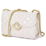 Women Fashion Quilted Crossbody Bag Leather Small Shoulder Handbag Satchel Purse with Metal Chain Strap