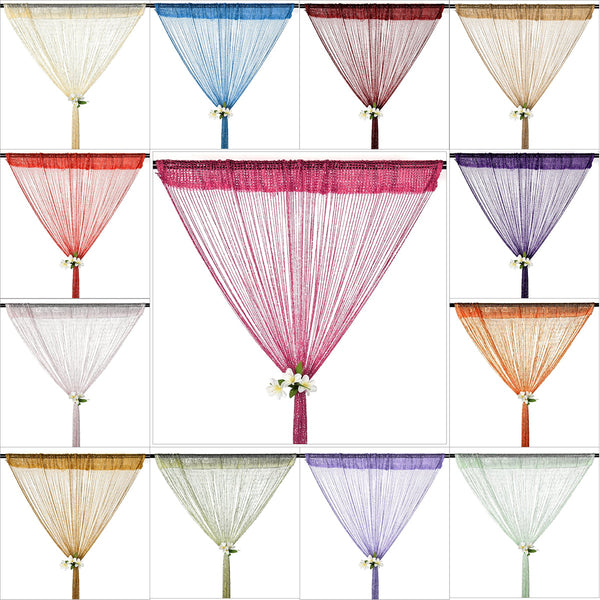 39" Width 78" Height String Door Curtain Beads Room Divider Crystal Tassel Fringe Beaded Window Panel