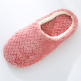 Unisex Plush Home Slippers Indoor Winter Warm Slip On Flat Shoes Anti-Slip