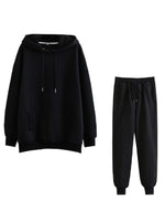 Frontwalk Hoodies Sweatsuit for Women 2 Piece Long Sleeve Fleece Workout Jogger Tracksuit Loungewear Set Plus Size Black XL