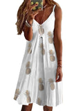 Women Sleeveless V Neck Spaghetti Strap Mini Dress Flower Casual A-line Sundress