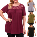 Womens Ladies' Plus Size Solid Color Crew Neck Tops Summer Sleeveless T-Shirts