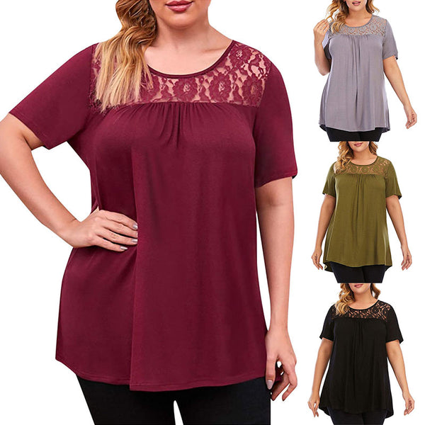 Womens Ladies' Plus Size Solid Color Crew Neck Tops Summer Sleeveless T-Shirts