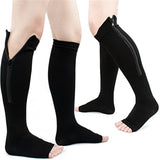 Zip Sox Compression Socks Zipper Leg Support Knee Open Toe Shaper Stockings
