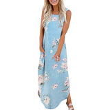 Lumento Tie Dye Print Tank Dress for Women Summer Casual Sleeveless Dress Boho Beach Long Dress
