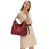 2 Pcs Fashion Women Tote Satchel Shoulder Bag Set PU Leather Large Capacity Single Shoulder Handbag Wallet Purse