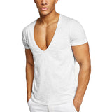 Men's Cotton Casual Short Sleeve V Neck Tops T-shirt Blouse Pullover Basic Tee