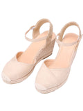 Womens Platform Espadrille Wedges High Heel Sandals with Ankle Strap Buckle Up Shoes