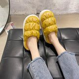 Ladies Cute Solid Color Slippers Round Toe Platform Keep Warm Slippers
