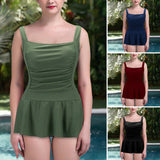 Womens One-Piece Skirted Tankini Swimwear Swim Dress Bikini Swimsuit Push-up Bra