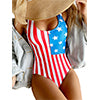 Women 4th Of July Swimming Suit Tummy Control Backless One Piece Swimsuit Independence Day Padded Swimwear Scoop Neck Hot Spring Beach