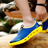 Men's Comfort Casual Mesh Plaid Breathable Slip On Casual Shoes Walking Sneakers