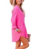 Nightshirts for Women Long Sleeve Sleepwear Loose Nightgown V Neck Casual Pajama T-shirts Dress