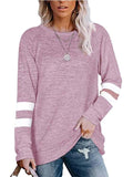 Women's Striped Printed Loose Long Sleeve T-Shirt Tops Casual Comfortable Blouse