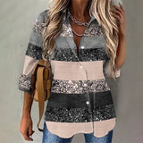 Frontwalk Summer Casual Button Down Lapel Collar Blouse for Women Vintage Loose T-shirt 3/4 Sleeve Beach Shirts