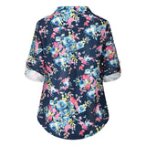 Floral Printed V Neck Long Sleeve T-Shirt For Women Pullover Blouse Tops Tunic Tee