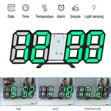 Modern LED Digital Clock 3D LED Night Light Digital Wall Clock Desk Alarm Clock Wake Up Digital Clock with Temperature Display, Snooze