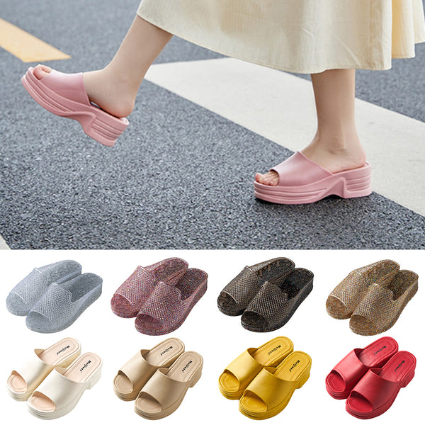 Ferndule Women's Wedge Platform Sandals Summer Slip On Beach Shoes