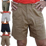 Men Casual Multi-pockets Cargo Short Mens Leisure Bottoms Elastic Waist Workout Solid Color Lounge Beach Shorts