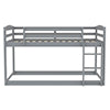 CUH Low Bunk Bed for Kids Bedroom, Twin over Twin Bed,Floor Bunk Bed Frame with Safety Rail, Ladder,Beds Mattress Foundation for Boys Girls, No Box Spring Needed