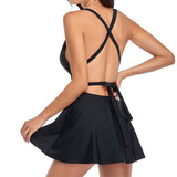 Women V Neck Swimming Dress Cross Back Skirted Swimsuit Floral Beachwear Swimwear Bathing Suit