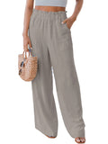 Wide Leg Pants for Women Casual Elastic High Waist Smocked Palazzo Lounge Pants