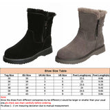 Lady Solid Color Ankle Boots Flat Shoes Warm Booties Side Zip Round Toe High Top
