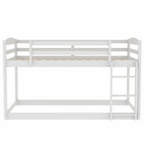 CUH Low Bunk Bed for Kids Bedroom, Twin over Twin Bed,Floor Bunk Bed Frame with Safety Rail, Ladder,Beds Mattress Foundation for Boys Girls, No Box Spring Needed
