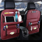 Car Backseat Organizer with Tablet Holder，9 Storage Pockets PU Leather Car Storage Organizer with Foldable Table Tray Car Seat Back Protectors Kick Mats Travel Accessories