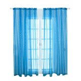 Stars Printed Tulle Sheer Curtain Transparent Window Drapes Voile Valance Decor