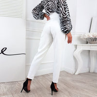 Womens Casual Lounge Dress Pants High Waist Work Office Business Slacks Slim Leg Pencil Pants with Button Pocket