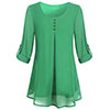Women's Adjusted 3/4 Sleeve Crew-Neck Chiffon Shirt Casual Loose Pullover Blouse