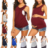 Women Pregnant Vest Nursing Tops Summer Maternity Breastfeeding T-Shirt Pullover