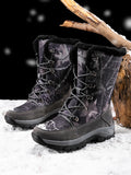 Mens Winter Snow Boots Camouflage Keep Warm Lace Up Outdoor Hiking Mid Calf Booties Anti Slip