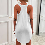 Women Tunic Tank Tops Solid Color Loose Casual Sleeveless Blouse Tees Shirts