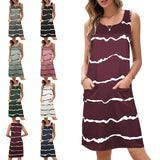 Sleeveless Nightgown Sleepwear Soft Pajama Dress Short Nightdress for Women Oversized Striped Mini Sundress Size S-5XL