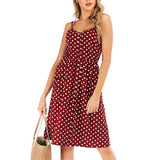 Women Backless Spaghetti Strap Dress Floral Print Pocket Summer Sexy Beach Dress