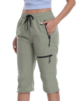 Capri for Women Athletic Casual Joggers Cropped Pants Activewear Cargo Pants with Zippers Pockets