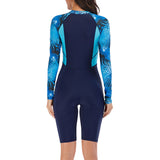 Women One Piece Swimsuit Long Sleeve Beachwear Rashguard Boyleg Front Zipper Diving Surfing Wetsuit Racerback Athletic Training Swimwear