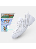 Ferndule Girls Breathable Round Toe Dance Sneakers Competition Lightweight Lace Up Training Cheer Shoes White 2Y