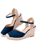 Womens Platform Espadrille Wedges High Heel Sandals with Ankle Strap Buckle Up Shoes