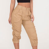 Women Zipper Bottoms Boho Solid Color Trousers Beach Pants Harem Loungewear